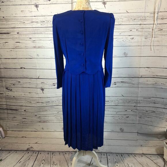 Karin Stevens VINTAGE 90's Blue Embroidered dress, looks like 2 piece size 10p - Picture 6 of 12